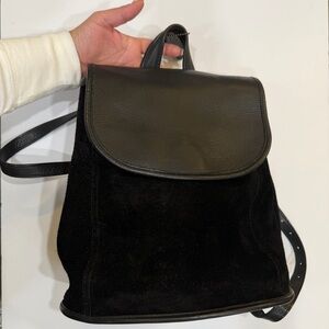 Vintage Coach Berkeley Convertible Backpack, model #9016, black suede+leather.